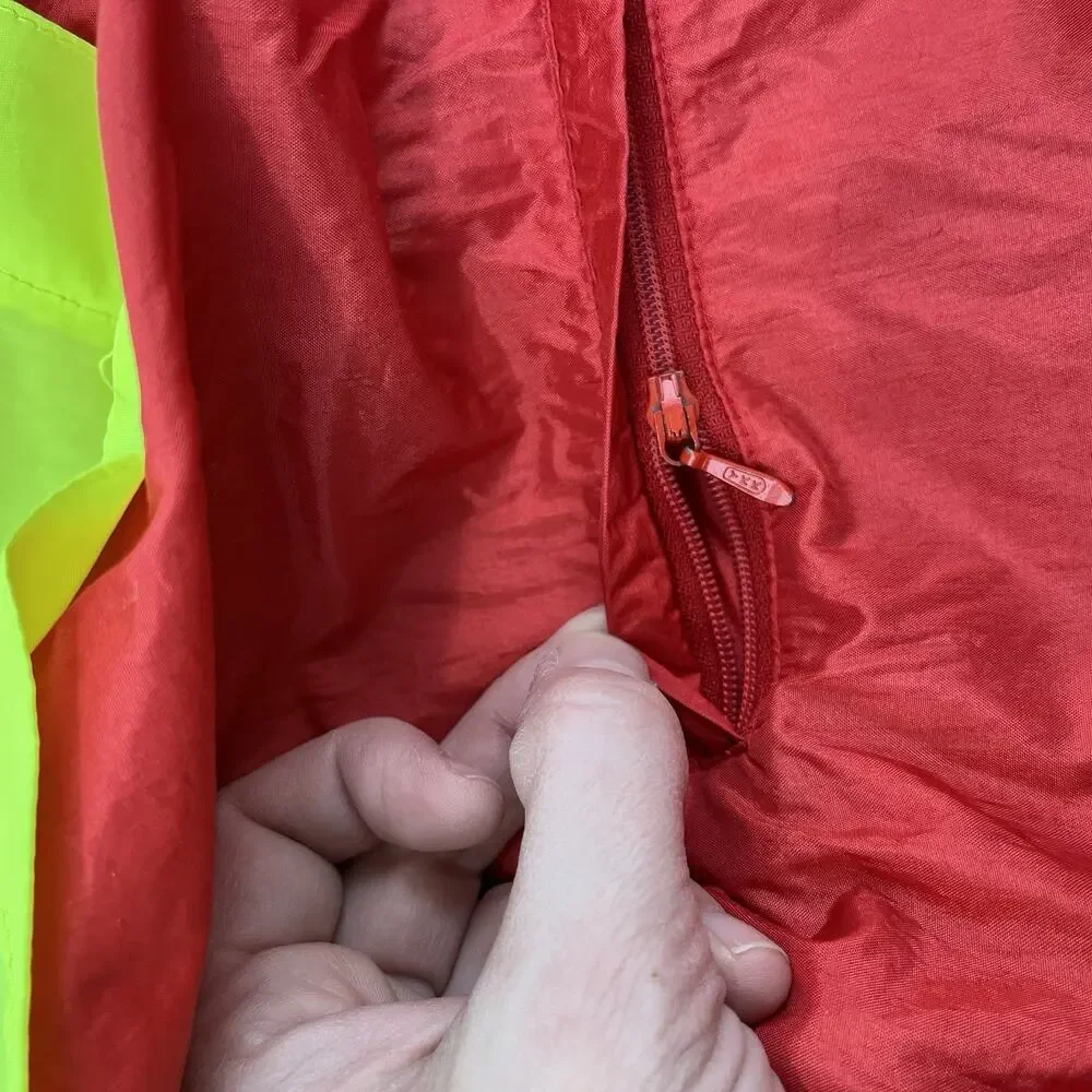 Vintage 90s Descente Colorblock Jacket Windbreaker Neon Yellow Red Mens M